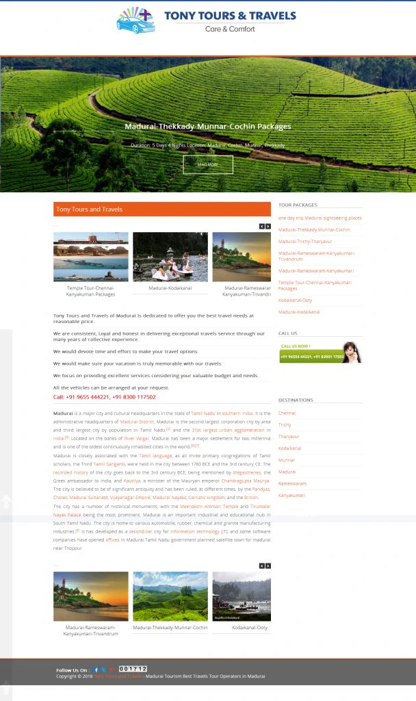 Tony Tours & Travels Website Screenshot